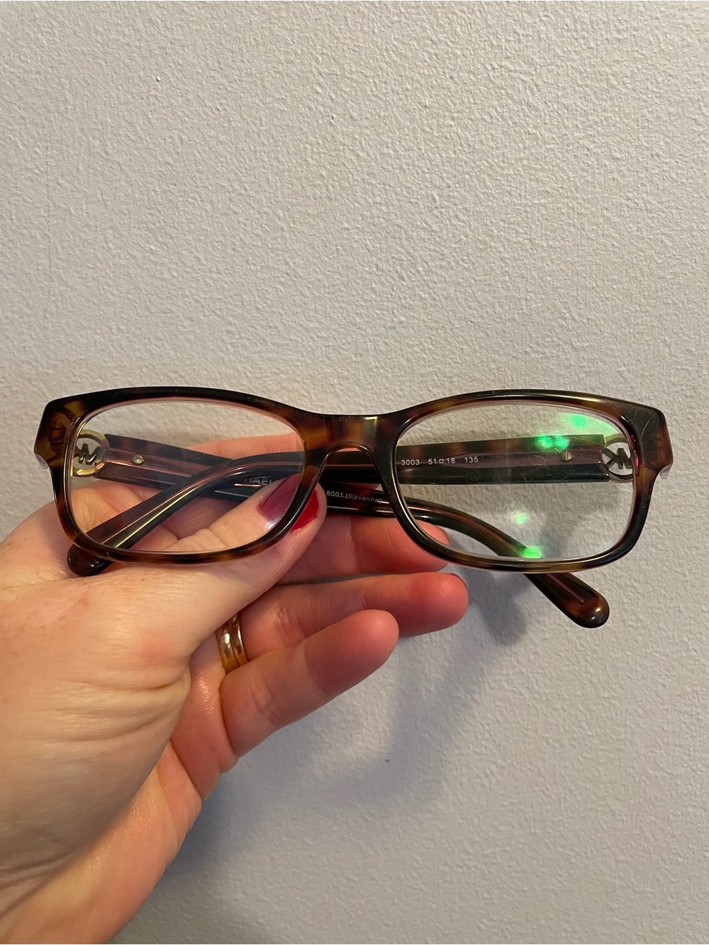 Michael Kors Brown Tortoise Rectangular Reading Glasses